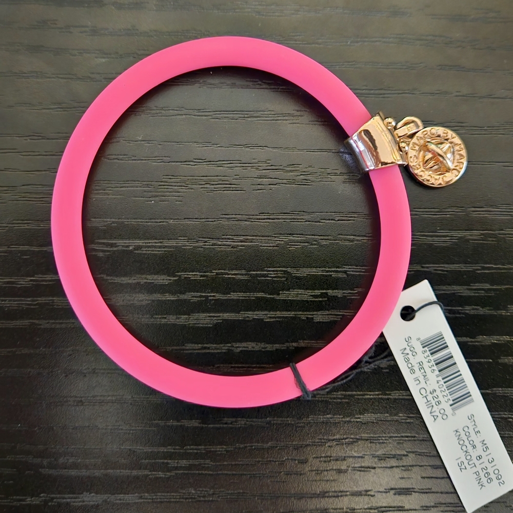 Marc By Marc Jacobs Bracelet NWT Knockout Pink and Gold Charm Silicone Bracelet